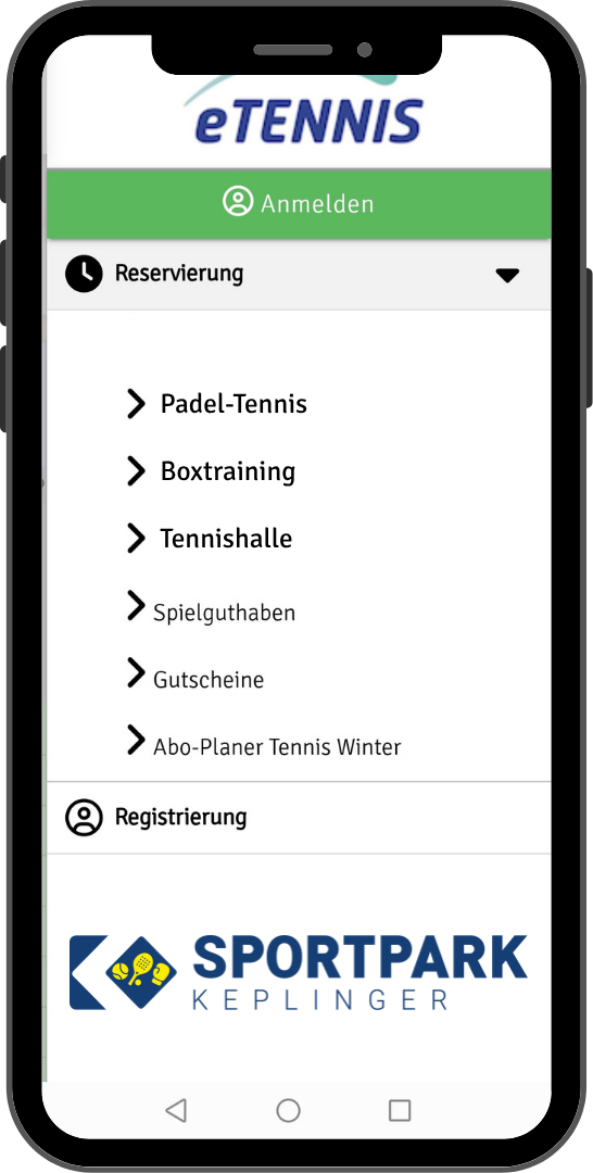 Mockup von einem Handy für die online Reservierung