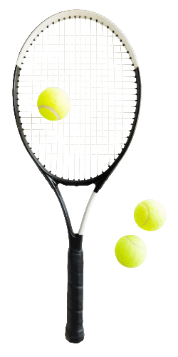 Tennisschläger mit Bällen
