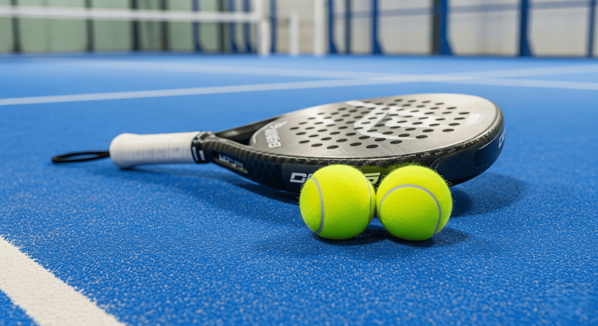 Padel SChläger liegt auf Court